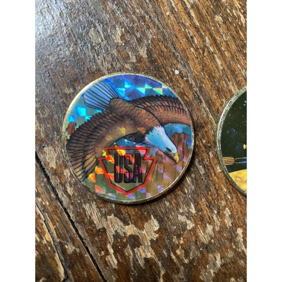 Vintage Metal Pog Slammers Lot Of 3 1990's Bald Eagles Space Ships - Picture 3 of 5